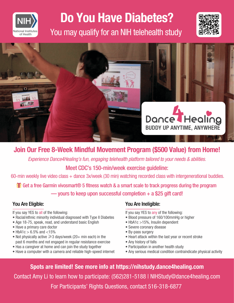 Dance4Healing NIH Study recruit people with diabetes
