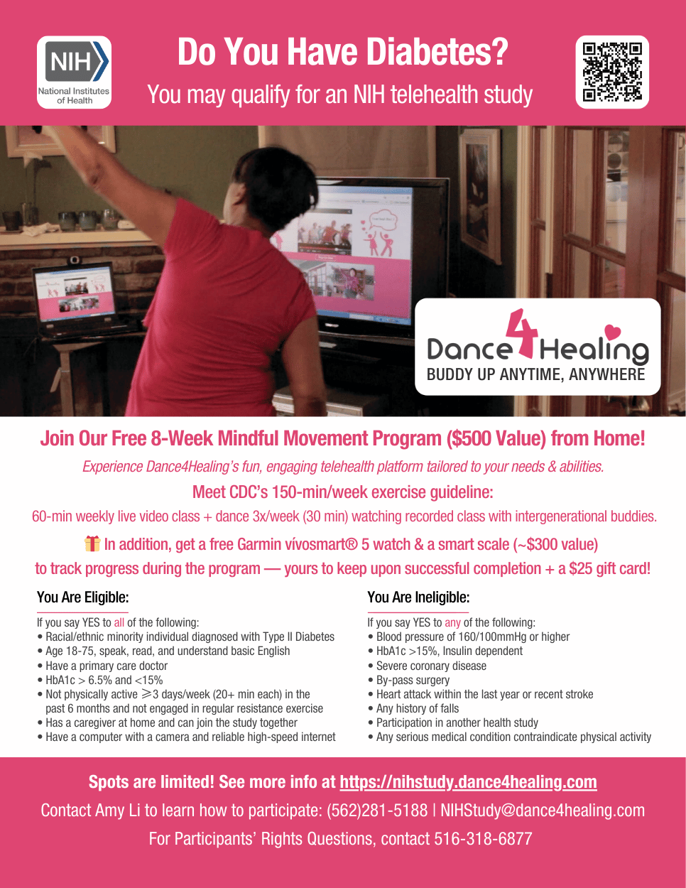 Dance4Healing NIH Study recruit people with diabetes