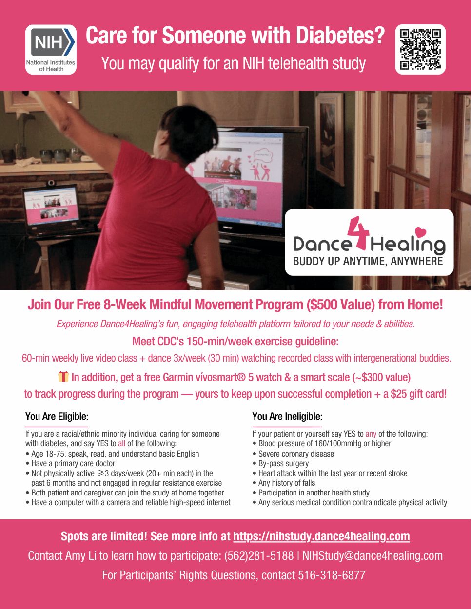Dance4Healing NIH study recruiting caregiver for diabetes