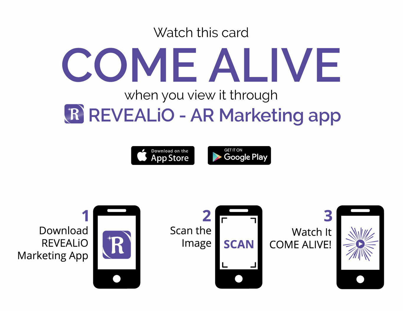 watch this card come alive with revealio ar marketing app instructions card