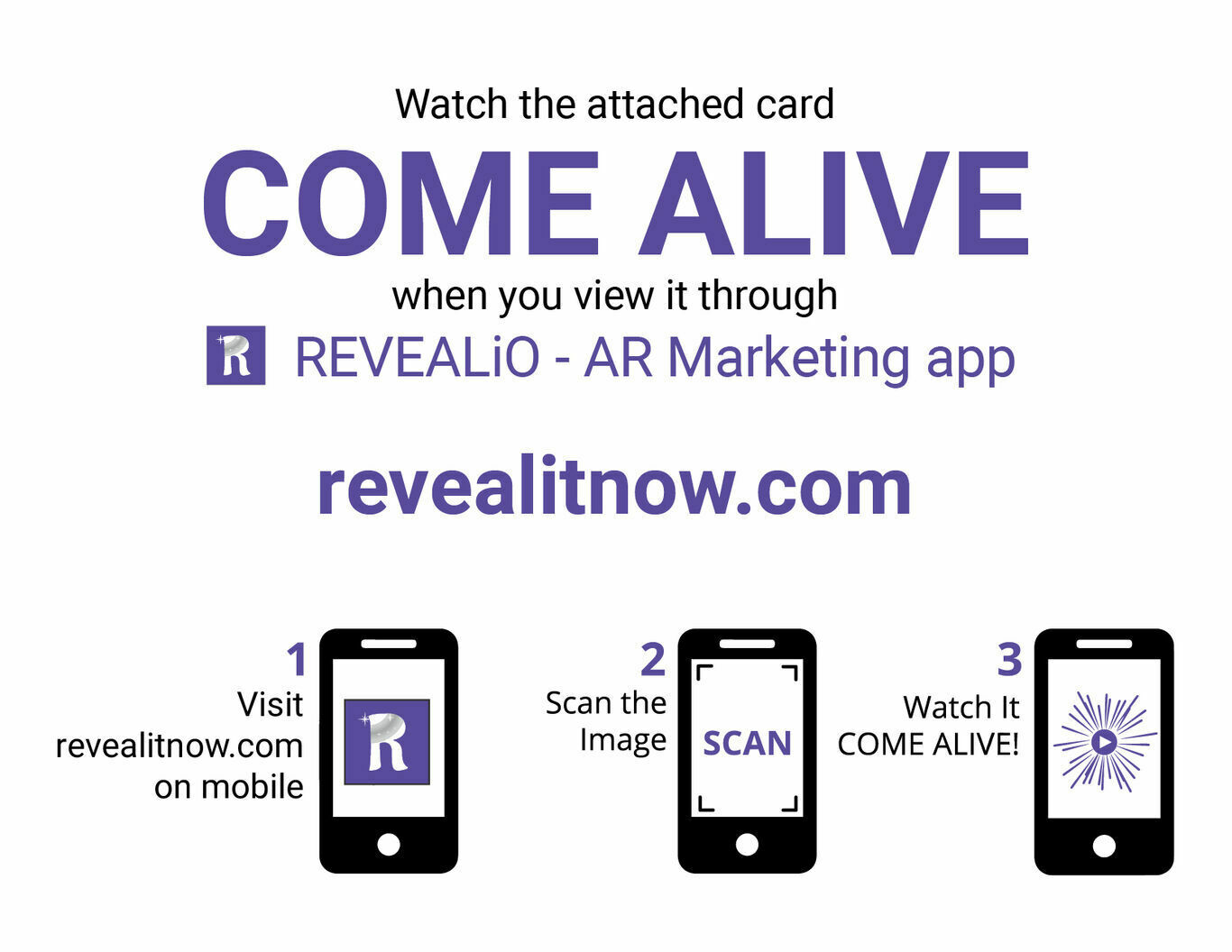 watch this card come alive with revealio ar marketing app instructions card